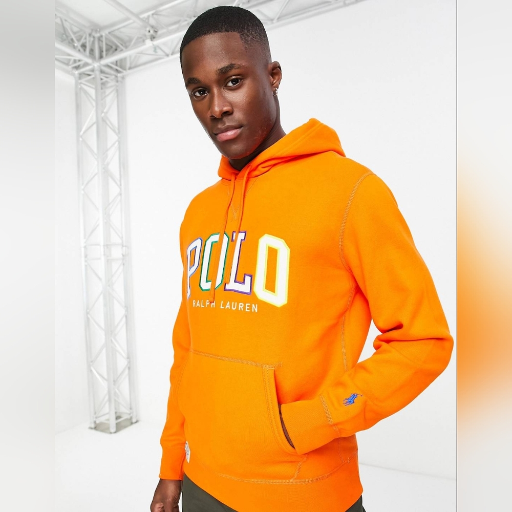 Polo Ralph Lauren ombre logo fleece hoodie in bright orange